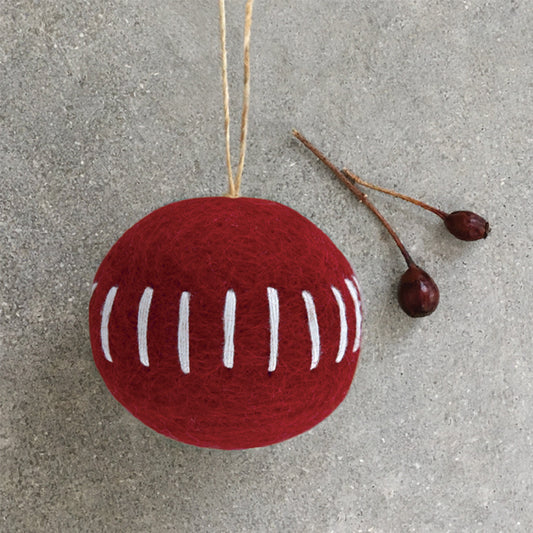 Red Felt Embroidered Bauble