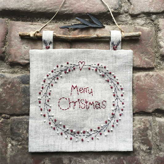 Christmas Wreath Embroidered Picture