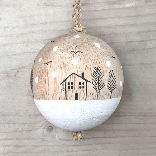 Wood bauble - Snowy Houses