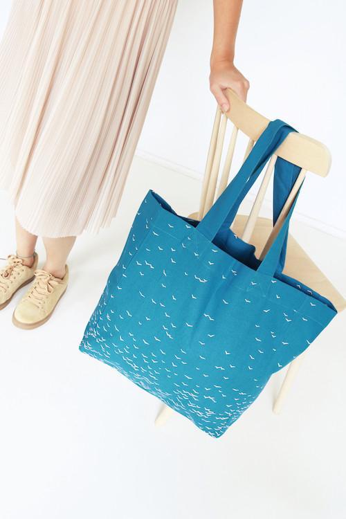 SKY large fairtrade organic cotton tote bag in blue